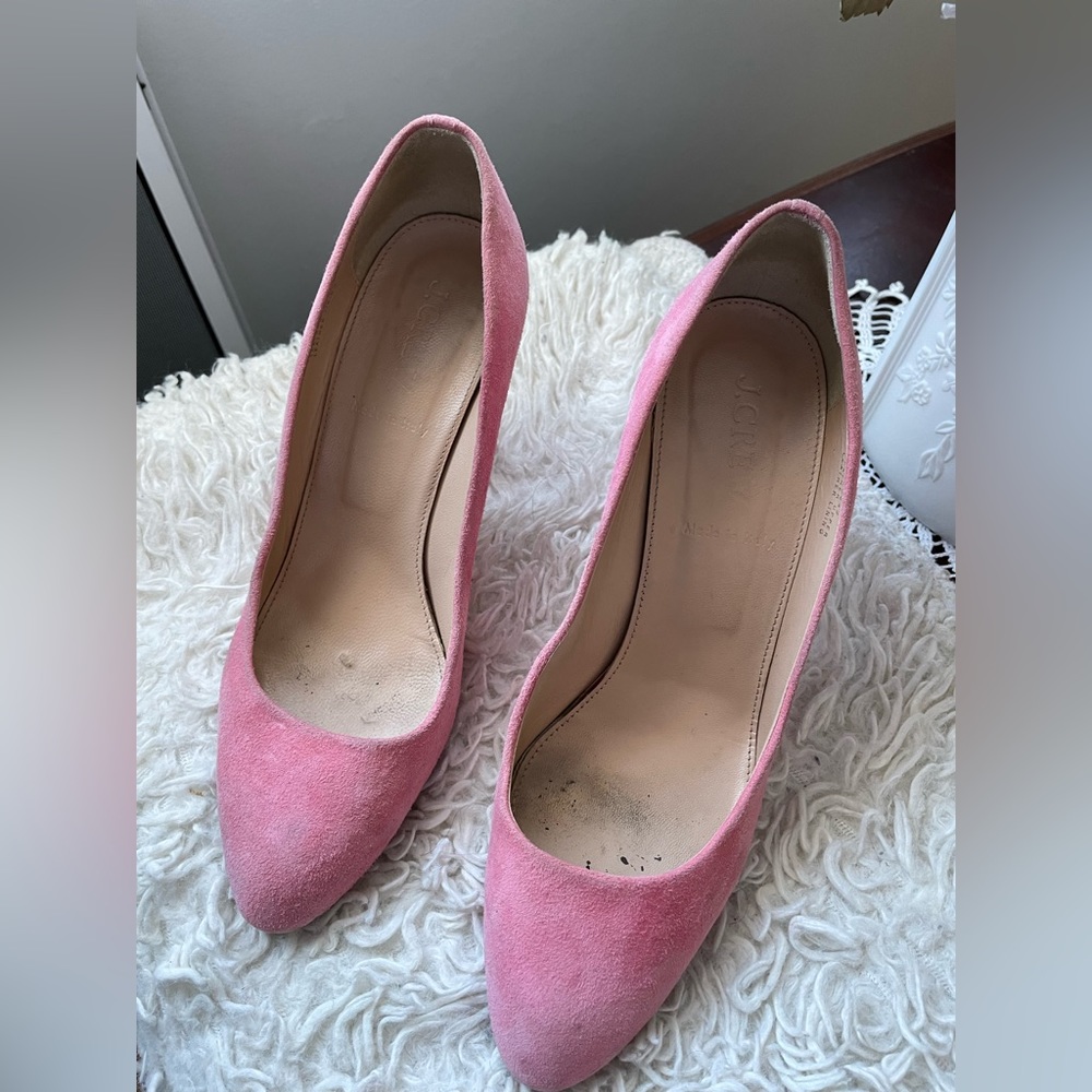J Crew Pink Suede Etta Heels Size 6 - Made in Italy